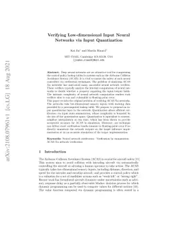 Verifying Low-dimensional Input Neural Networks via Input Quantization