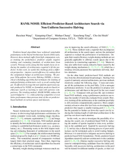 RANK-NOSH: Efficient Predictor-Based Architecture Search via Non-Uniform
  Successive Halving