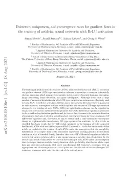 Existence, uniqueness, and convergence rates for gradient flows in the
  training of artificial neural networks with ReLU activation