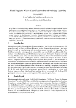 Hand Hygiene Video Classification Based on Deep Learning