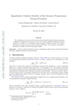 Quantitative Uniform Stability of the Iterative Proportional Fitting
  Procedure