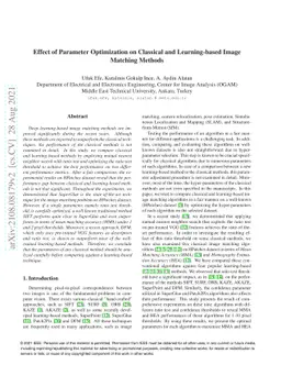 Effect of Parameter Optimization on Classical and Learning-based Image
  Matching Methods