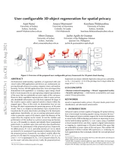 User configurable 3D object regeneration for spatial privacy
