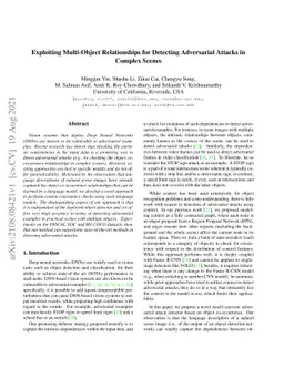 Exploiting Multi-Object Relationships for Detecting Adversarial Attacks
  in Complex Scenes
