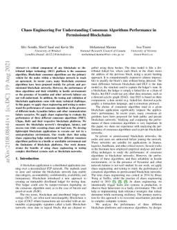 Chaos Engineering For Understanding Consensus Algorithms Performance in
  Permissioned Blockchains