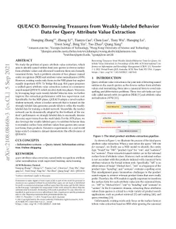 QUEACO: Borrowing Treasures from Weakly-labeled Behavior Data for Query
  Attribute Value Extraction