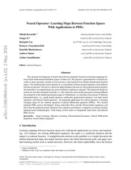 Neural Operator: Learning Maps Between Function Spaces