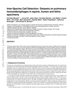 Inter-Species Cell Detection: Datasets on pulmonary hemosiderophages in
  equine, human and feline specimens
