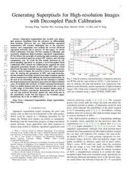 Generating Superpixels for High-resolution Images with Decoupled Patch
  Calibration