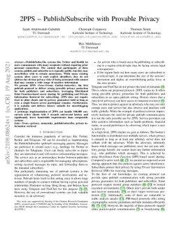 2PPS -- Publish/Subscribe with Provable Privacy