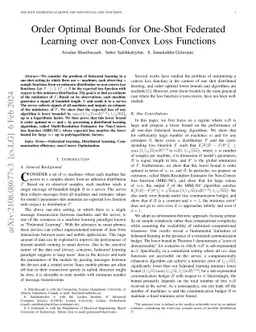 Order Optimal Bounds for One-Shot Federated Learning over non-Convex
  Loss Functions