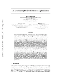 On Accelerating Distributed Convex Optimizations