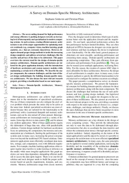 A Survey on Domain-Specific Memory Architectures