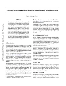 Teaching Uncertainty Quantification in Machine Learning through Use
  Cases