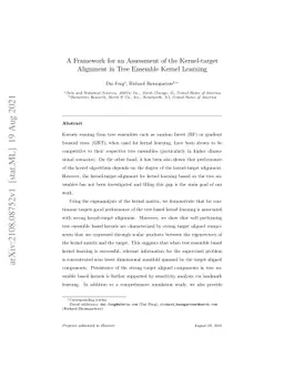A Framework for an Assessment of the Kernel-target Alignment in Tree
  Ensemble Kernel Learning