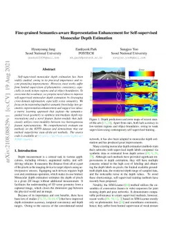 Fine-grained Semantics-aware Representation Enhancement for
  Self-supervised Monocular Depth Estimation
