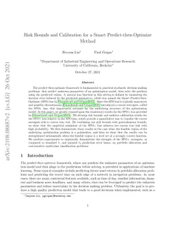 Risk Bounds and Calibration for a Smart Predict-then-Optimize Method