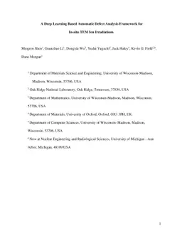 A Deep Learning Based Automatic Defect Analysis Framework for In-situ
  TEM Ion Irradiations