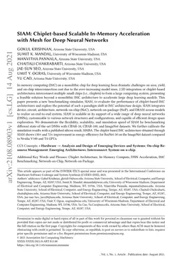 SIAM: Chiplet-based Scalable In-Memory Acceleration with Mesh for Deep
  Neural Networks