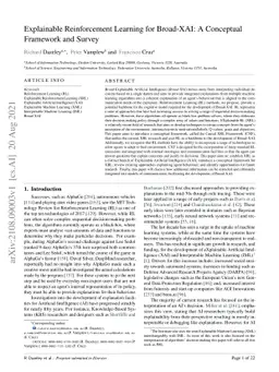 Explainable Reinforcement Learning for Broad-XAI: A Conceptual Framework
  and Survey