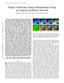 Single Underwater Image Enhancement Using an Analysis-Synthesis Network