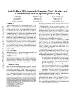 UnSplit: Data-Oblivious Model Inversion, Model Stealing, and Label
  Inference Attacks Against Split Learning