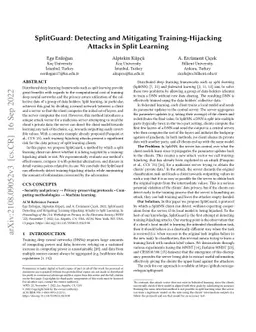 SplitGuard: Detecting and Mitigating Training-Hijacking Attacks in Split
  Learning