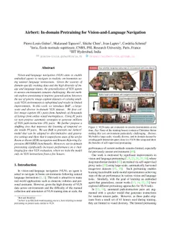 Airbert: In-domain Pretraining for Vision-and-Language Navigation