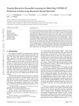 Transfer-Recursive-Ensemble Learning for Multi-Day COVID-19 Prediction
  in India using Recurrent Neural Networks