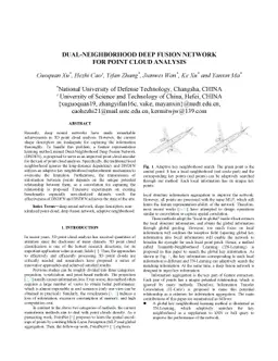 Dual-Neighborhood Deep Fusion Network for Point Cloud Analysis