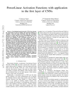 PowerLinear Activation Functions with application to the first layer of
  CNNs