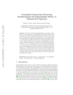 Centralised Connectivity-Preserving Transformations for Programmable
  Matter: A Minimal Seed Approach