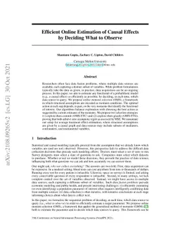 Efficient Online Estimation of Causal Effects by Deciding What to
  Observe