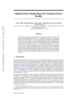 Optimal Order Simple Regret for Gaussian Process Bandits