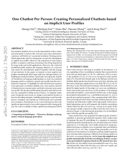 One Chatbot Per Person: Creating Personalized Chatbots based on Implicit
  User Profiles