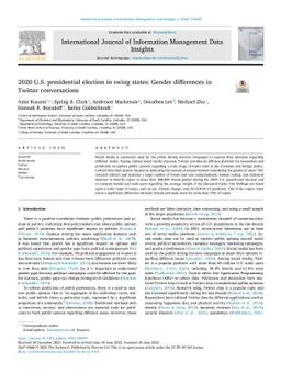 2020 U.S. presidential election in swing states: Gender differences in
  Twitter conversations