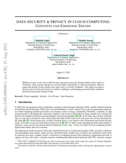 Data Security and Privacy in Cloud Computing: Concepts and Emerging
  Trends