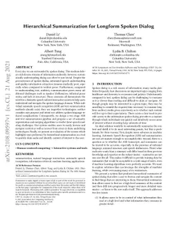 Hierarchical Summarization for Longform Spoken Dialog