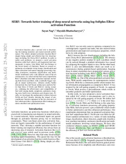 SERF: Towards better training of deep neural networks using log-Softplus
  ERror activation Function