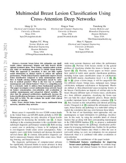 Multimodal Breast Lesion Classification Using Cross-Attention Deep
  Networks