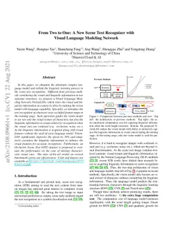 From Two to One: A New Scene Text Recognizer with Visual Language
  Modeling Network