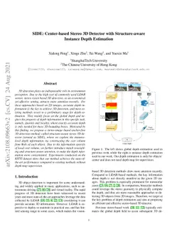 SIDE: Center-based Stereo 3D Detector with Structure-aware Instance
  Depth Estimation
