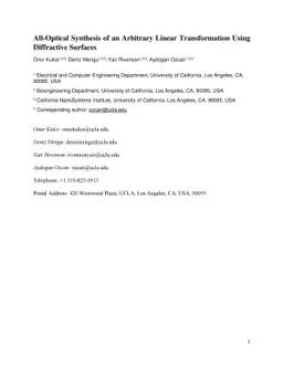 All-Optical Synthesis of an Arbitrary Linear Transformation Using
  Diffractive Surfaces
