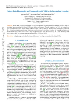 Indoor Path Planning for an Unmanned Aerial Vehicle via Curriculum
  Learning