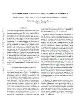 Image coding for machines: an end-to-end learned approach