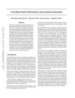 Controlling Weather Field Synthesis Using Variational Autoencoders