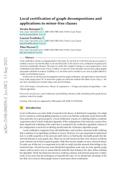 Local certification of graph decompositions and applications to
  minor-free classes