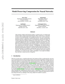 Model Preserving Compression for Neural Networks