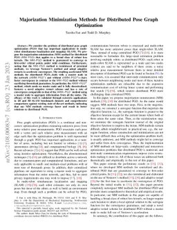 Majorization Minimization Methods for Distributed Pose Graph
  Optimization