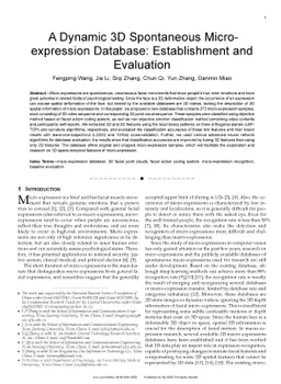 A Dynamic 3D Spontaneous Micro-expression Database: Establishment and
  Evaluation